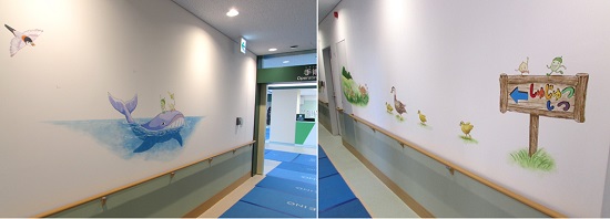 本館から手術部へのアプローチ廊下
